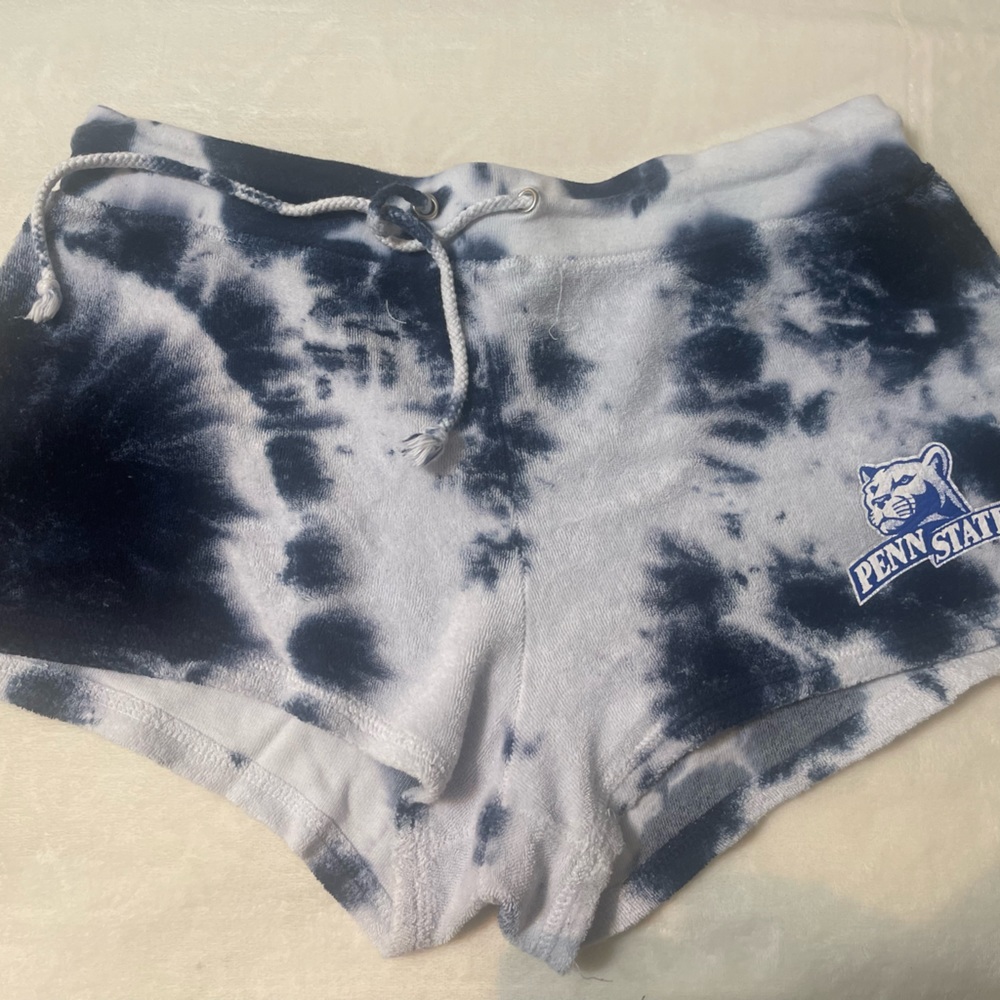 Penn state tie dye terry cloth shorts.